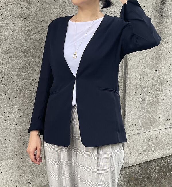 abahouse mavie「ノーカラーライトジャケット」|ノーカラージャケット|