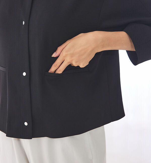 abahouse mavie「【セットアップ対応】クールタッチサテンノーカラージャケット」|ノーカラージャケット|