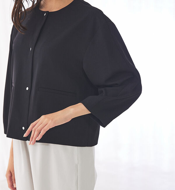 abahouse mavie「【セットアップ対応】クールタッチサテンノーカラージャケット」|ノーカラージャケット|
