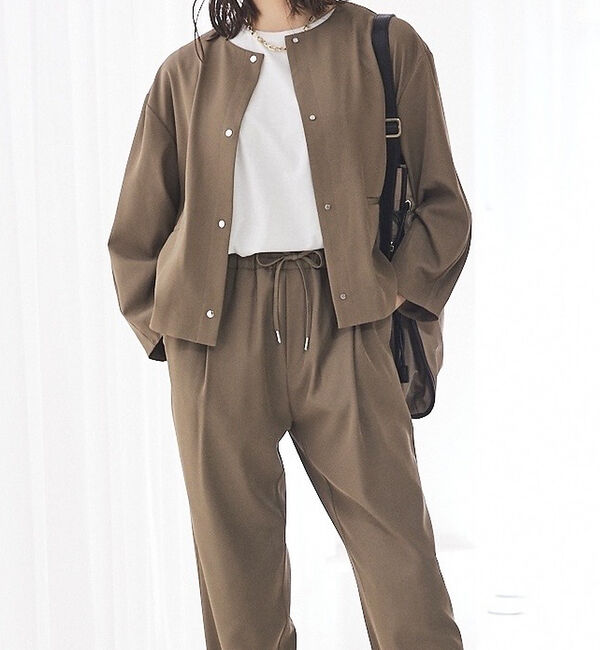 abahouse mavie「【セットアップ対応】クールタッチサテンノーカラージャケット」|ノーカラージャケット|