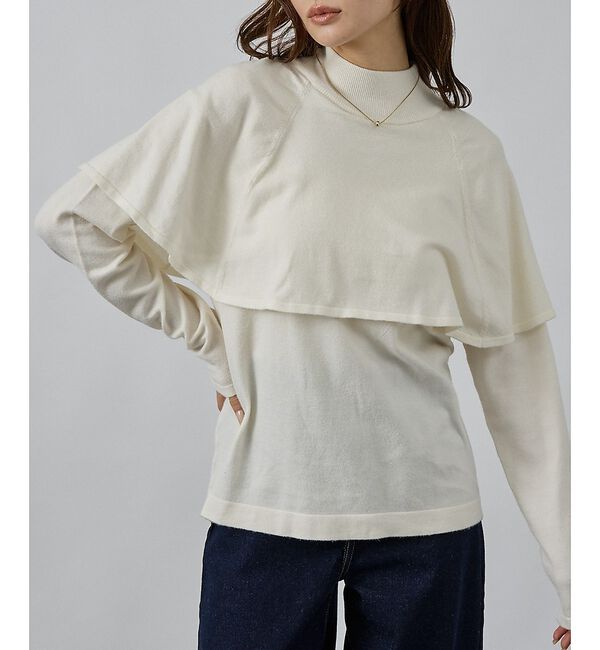 abahouse mavie「ハイネックケーププルオーバー」|ニット・セーター|ホワイト