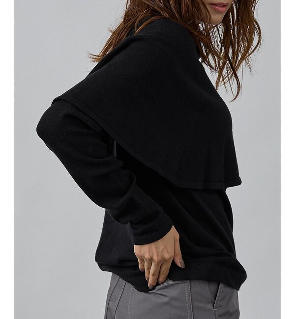 abahouse mavie「ハイネックケーププルオーバー」|ニット・セーター|ブラック