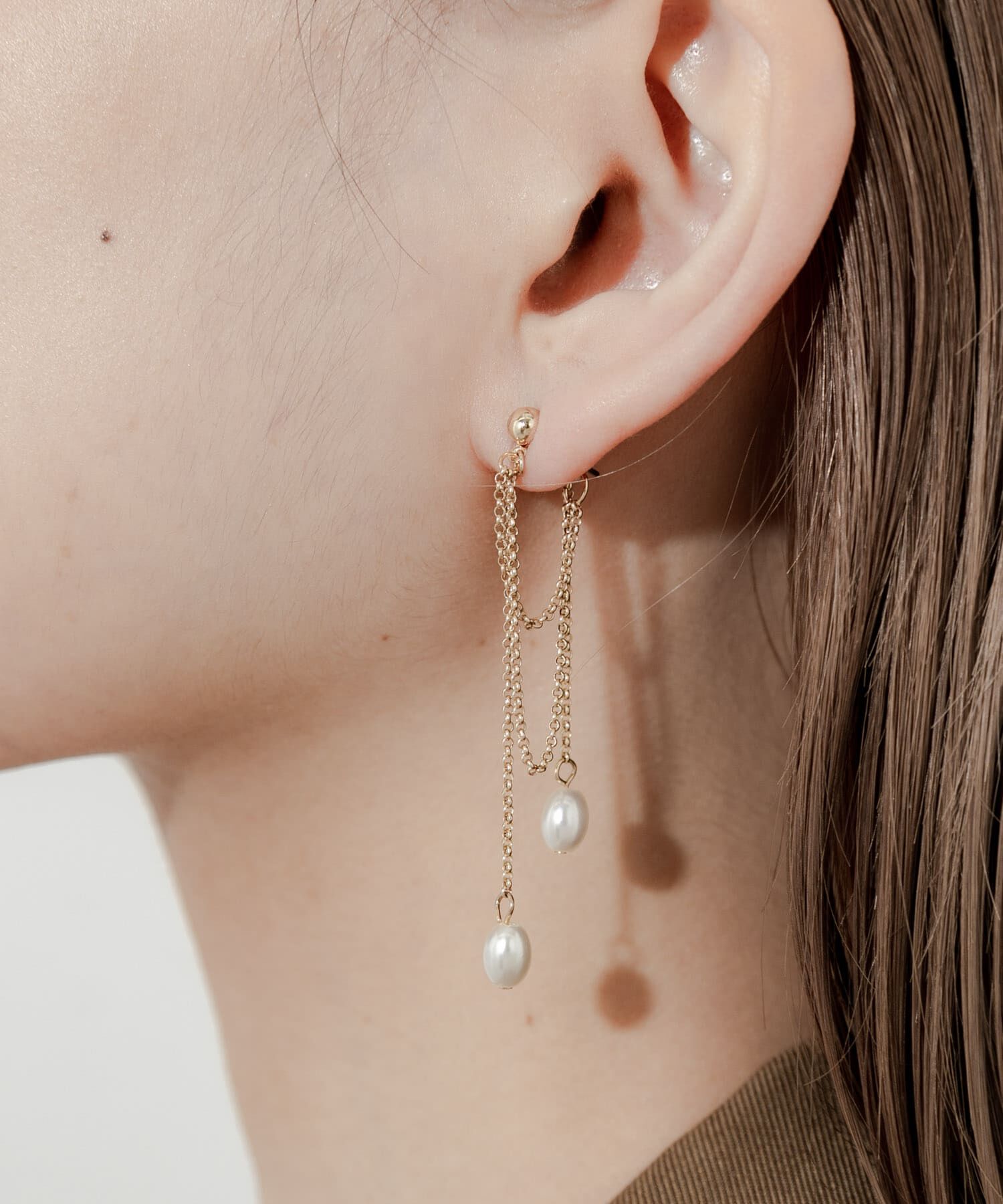 SMELLY「ドロップパールチェーンループピアス」|ピアス|