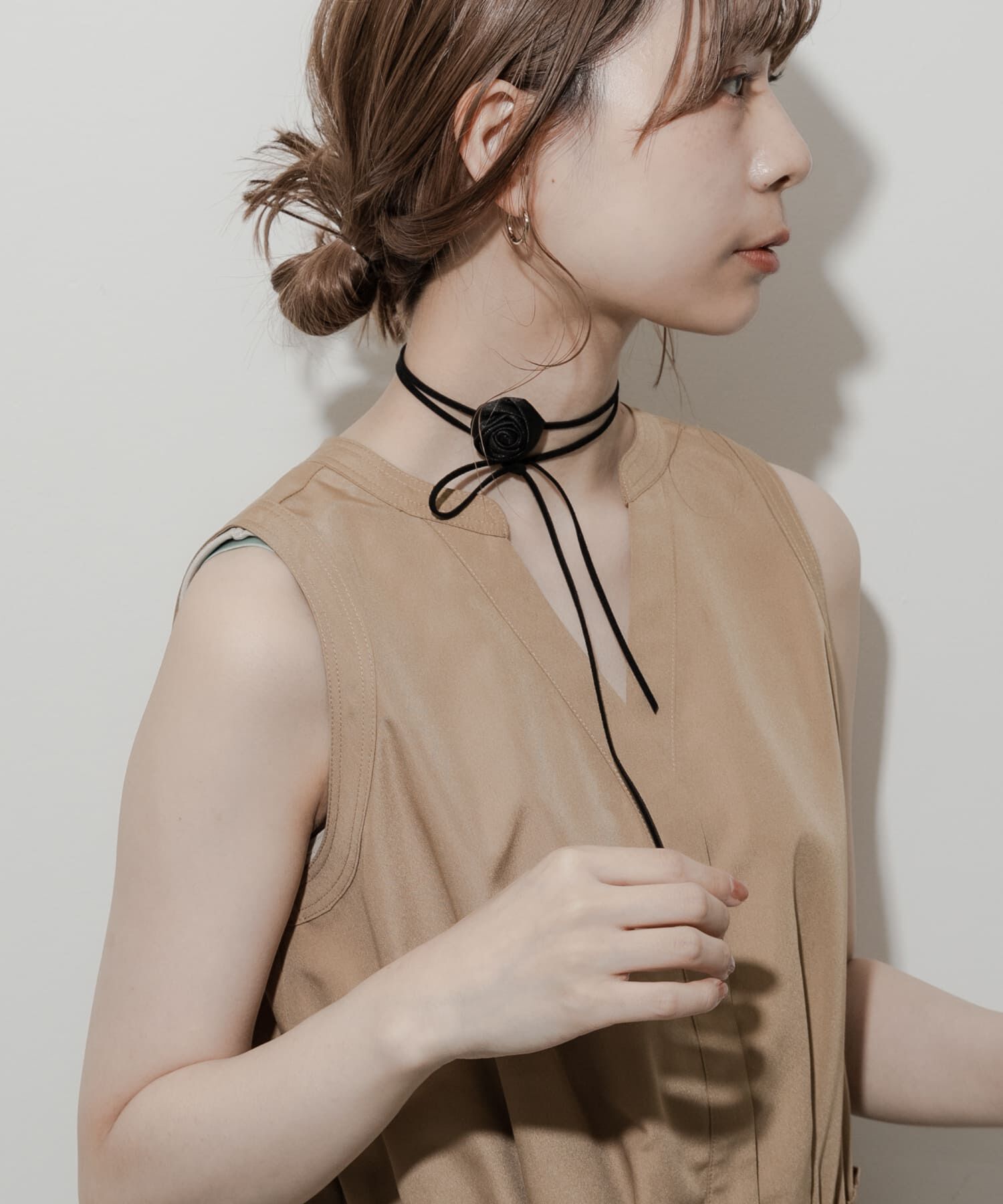 SMELLY「サテンローズコードチョーカー」|ネックレス|