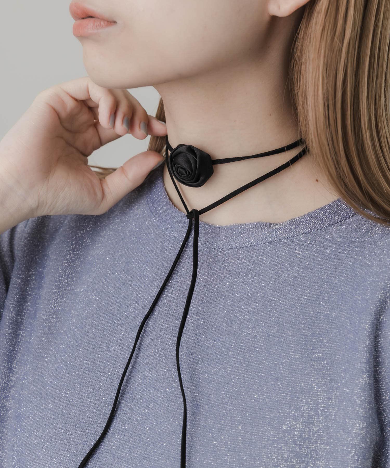 SMELLY「サテンローズコードチョーカー」|ネックレス|