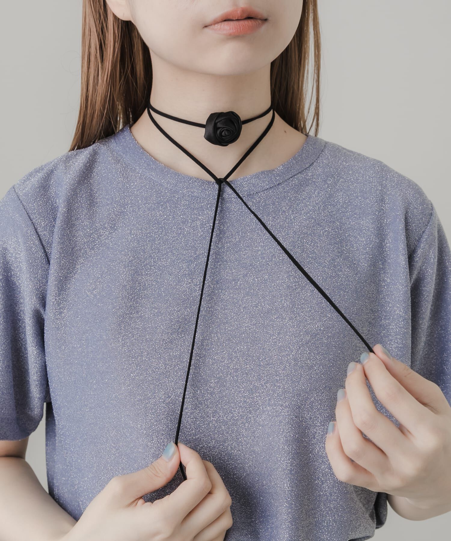 SMELLY「サテンローズコードチョーカー」|ネックレス|