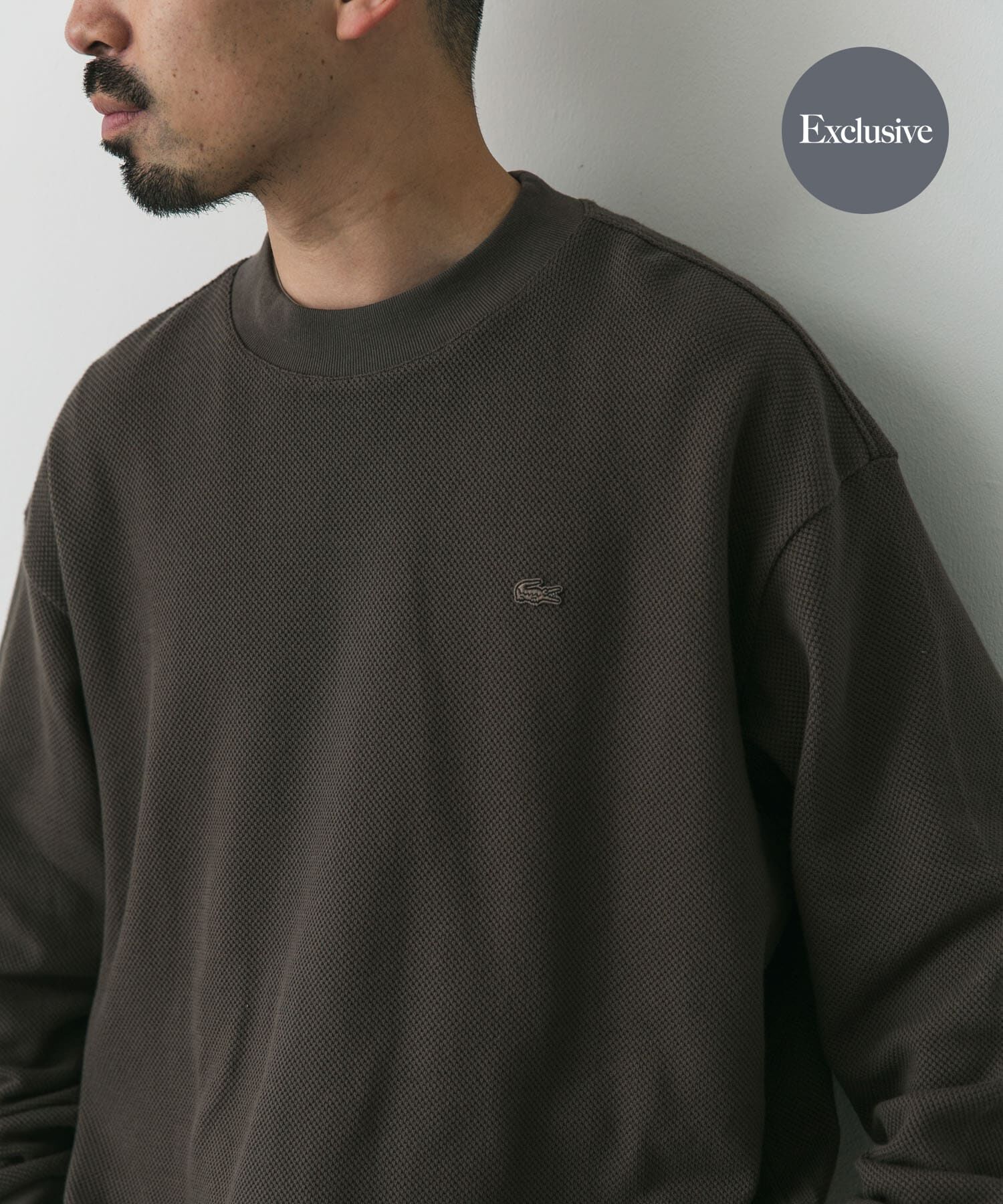 URBAN RESEARCH DOORS「『別注』LACOSTE&times;DOORS　thick pique mock long-sleeve」|Tシャツ・カットソー|カーキ