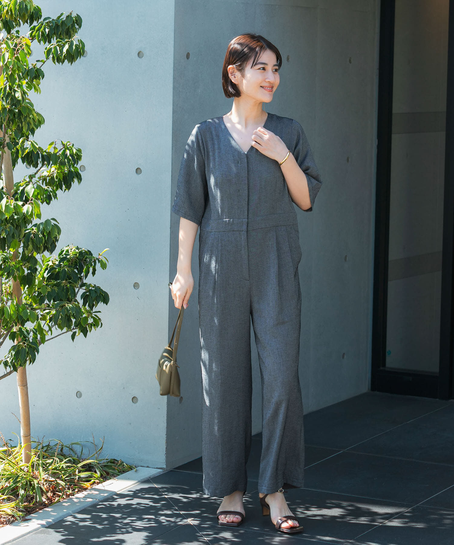 URBAN RESEARCH ROSSO「リネンライク5分袖オールインワン」|オールインワン|