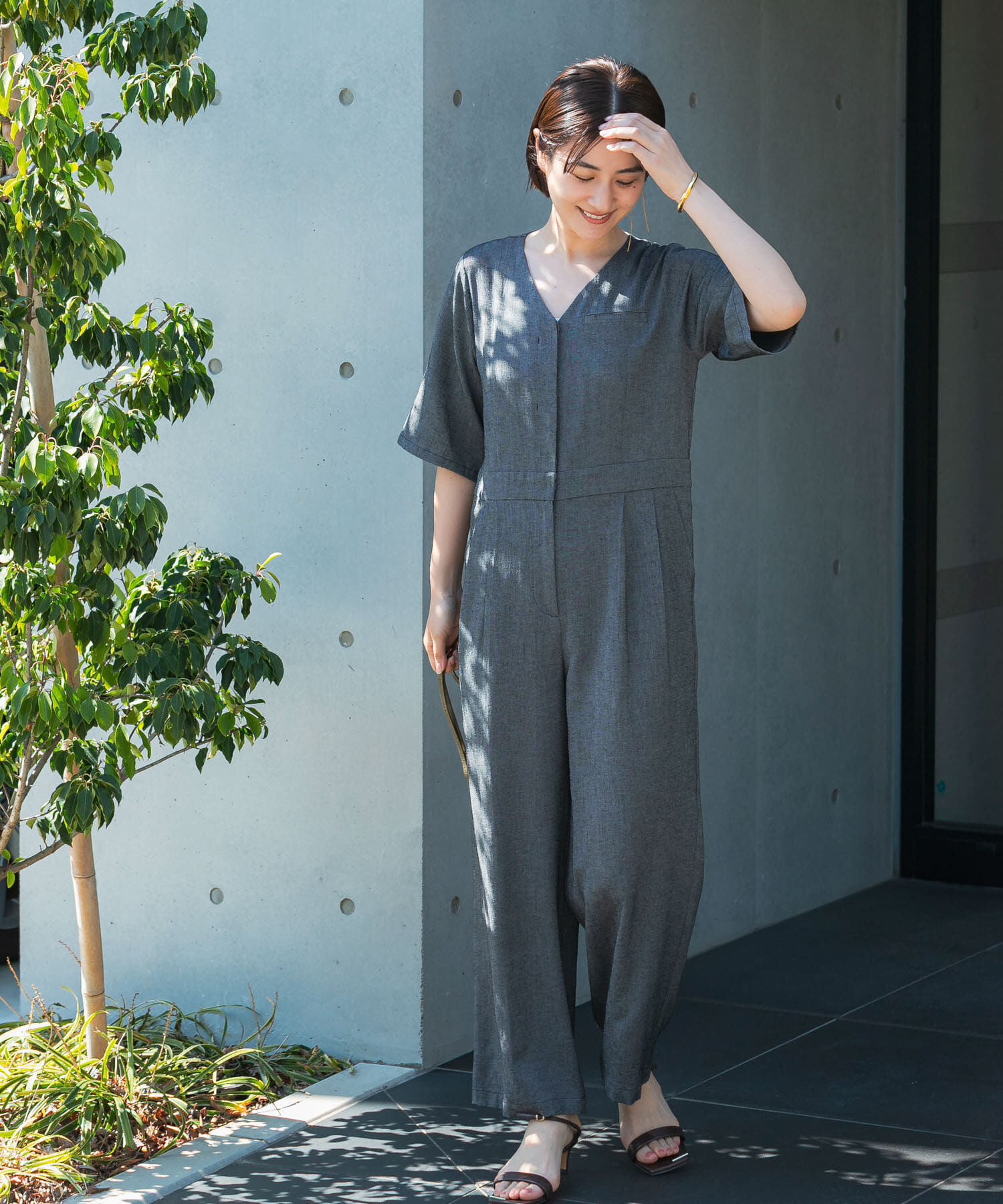 URBAN RESEARCH ROSSO「リネンライク5分袖オールインワン」|オールインワン|