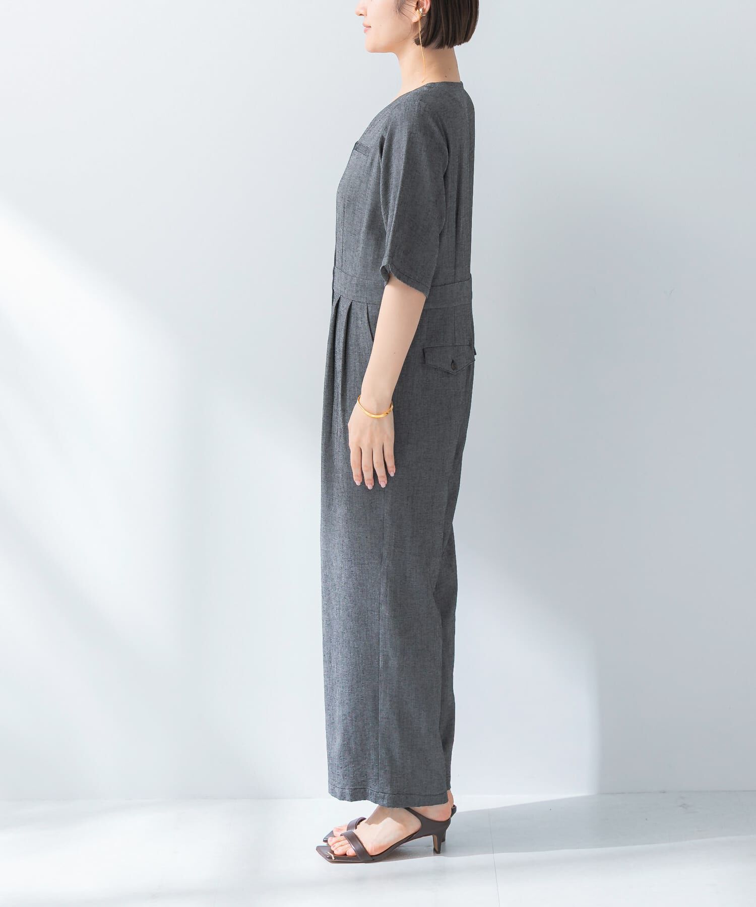 URBAN RESEARCH ROSSO「リネンライク5分袖オールインワン」|オールインワン|