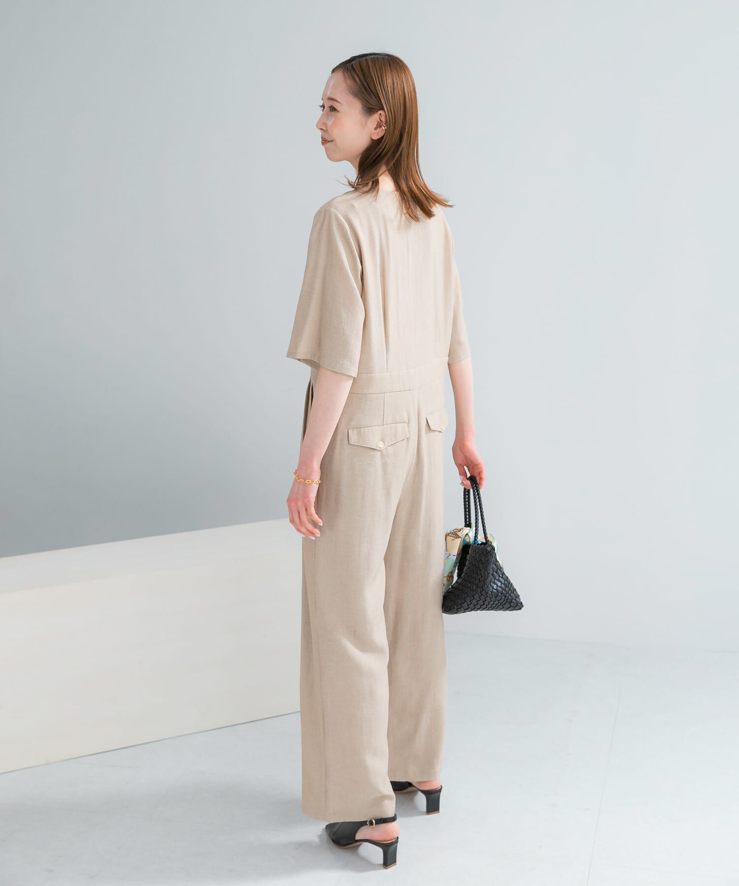 URBAN RESEARCH ROSSO「リネンライク5分袖オールインワン」|オールインワン|