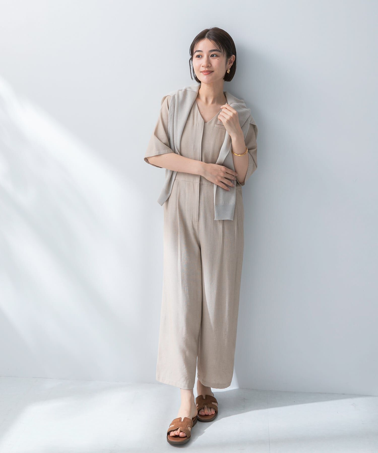 URBAN RESEARCH ROSSO「リネンライク5分袖オールインワン」|オールインワン|