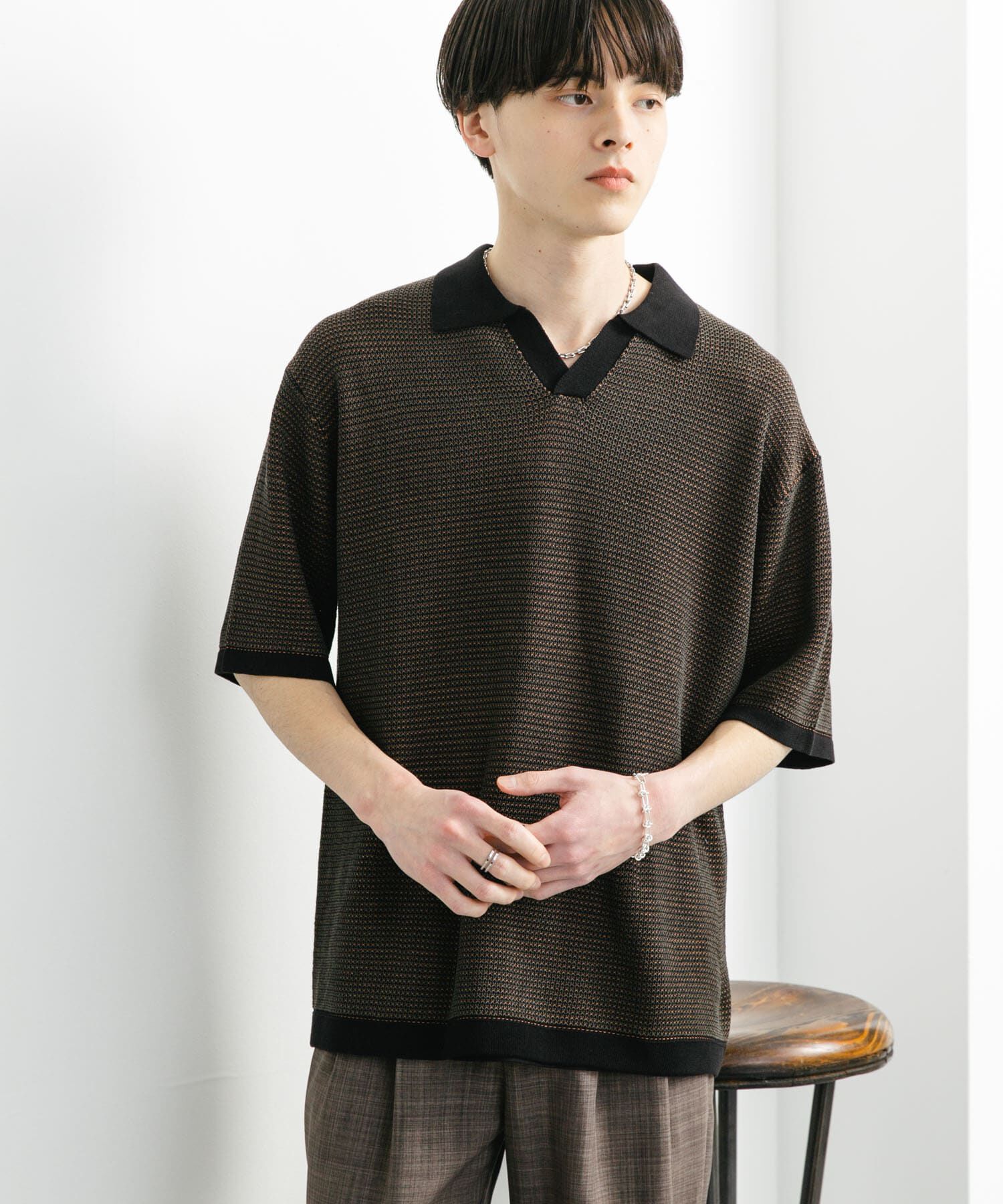 SENSE OF PLACE by URBAN RESEARCH「『ユニセックス』『洗濯可』ミックススキッパーニット」|ニット・セーター|