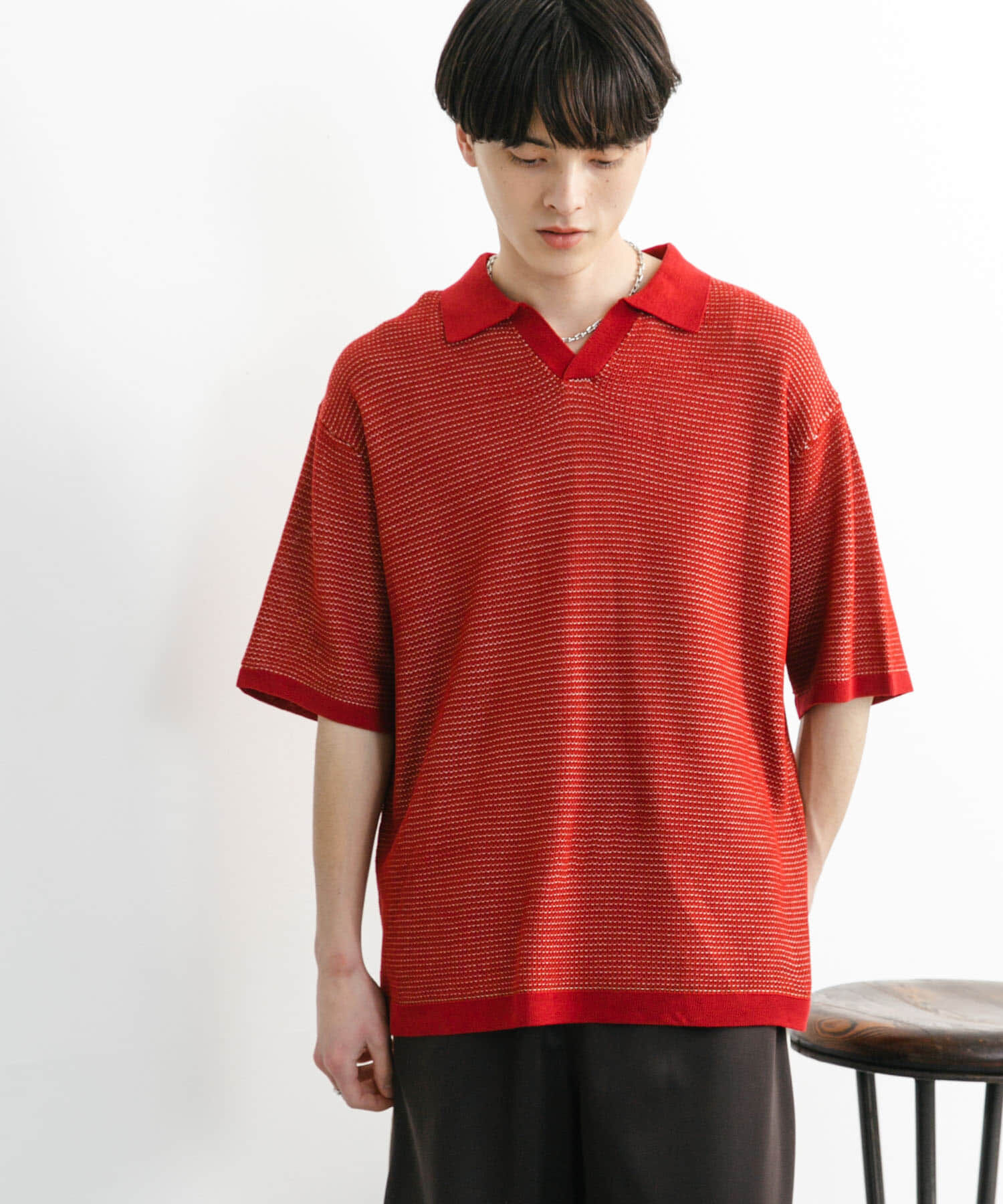 SENSE OF PLACE by URBAN RESEARCH「『ユニセックス』『洗濯可』ミックススキッパーニット」|ニット・セーター|