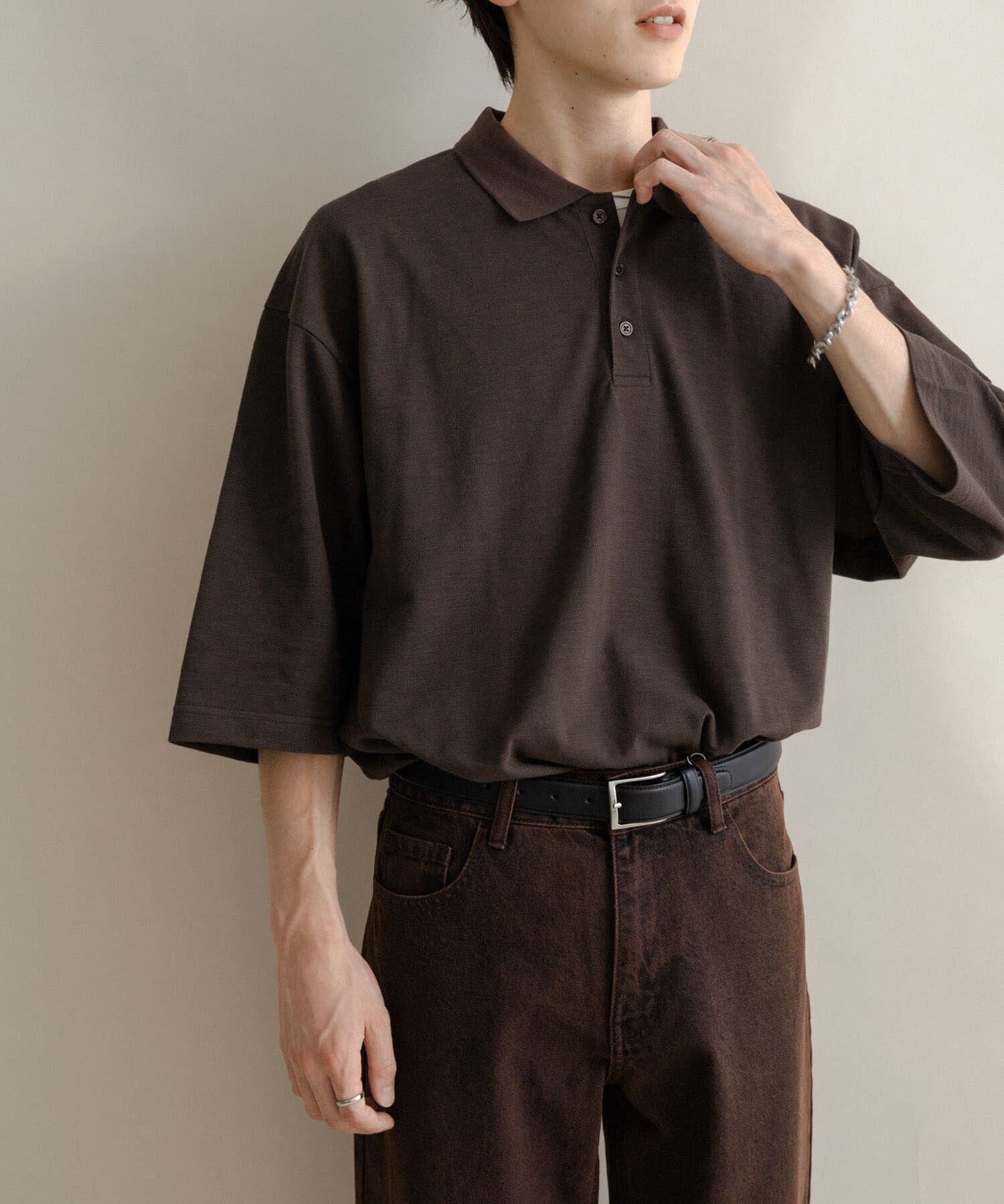 SENSE OF PLACE by URBAN RESEARCH「スラブカノコエクストラルーズポロシャツ」|ポロシャツ|ブラウン