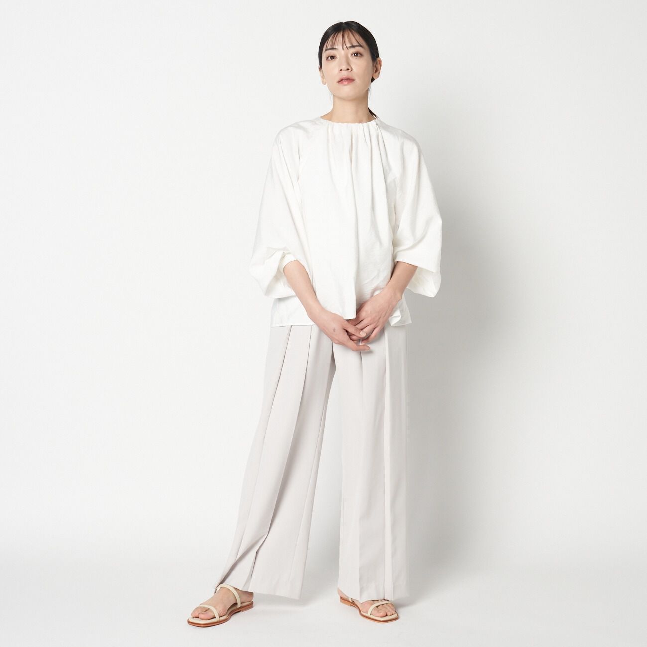 HELIOPOLE「HELIOPOLE RAYON POPLIN BACK GATHER BL」|シャツ・ブラウス|
