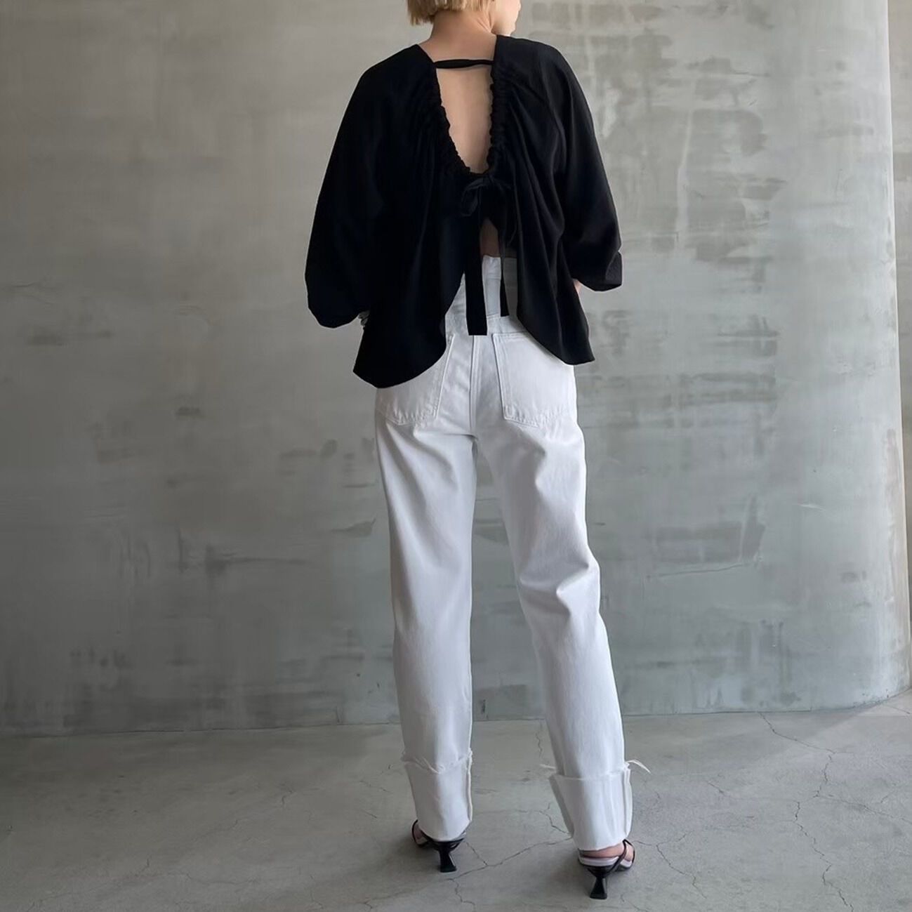 HELIOPOLE「HELIOPOLE RAYON POPLIN BACK GATHER BL」|シャツ・ブラウス|