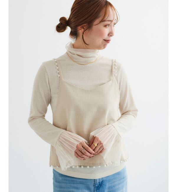 le.coeur blanc「《手洗い可能》パールツキキャミブラウス」|シャツ・ブラウス|