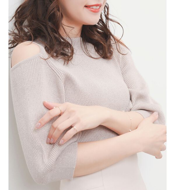  「肩あきラメニット」|ニット・セーター|