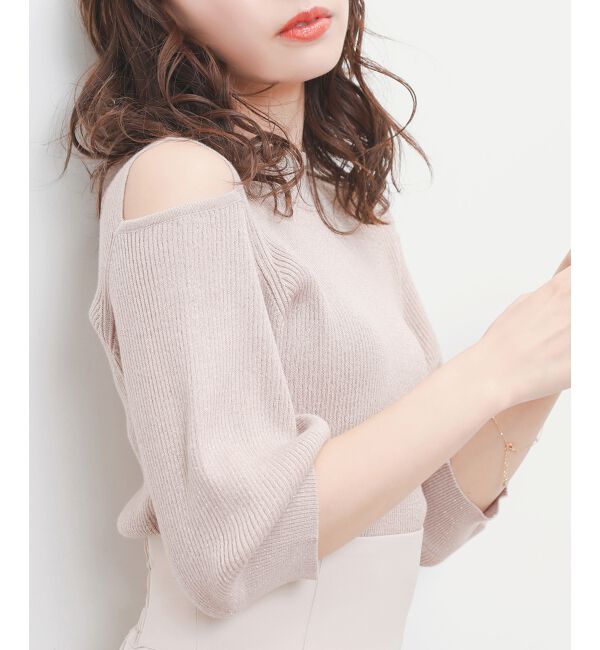  「肩あきラメニット」|ニット・セーター|