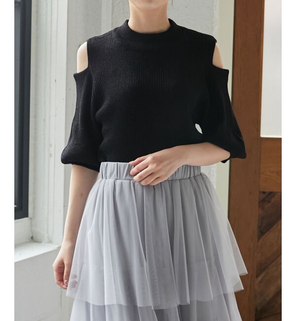  「肩あきラメニット」|ニット・セーター|