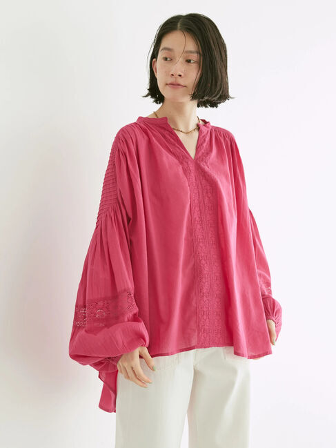 AMERICAN HOLIC「ショルダーピンタック袖ボリュームブラウス」|シャツ・ブラウス|ピンク