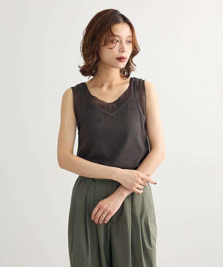 Green Parks「・SUGAR SPOON シアー切替タンクトップⅡ」|インナー|Charcoal Gray