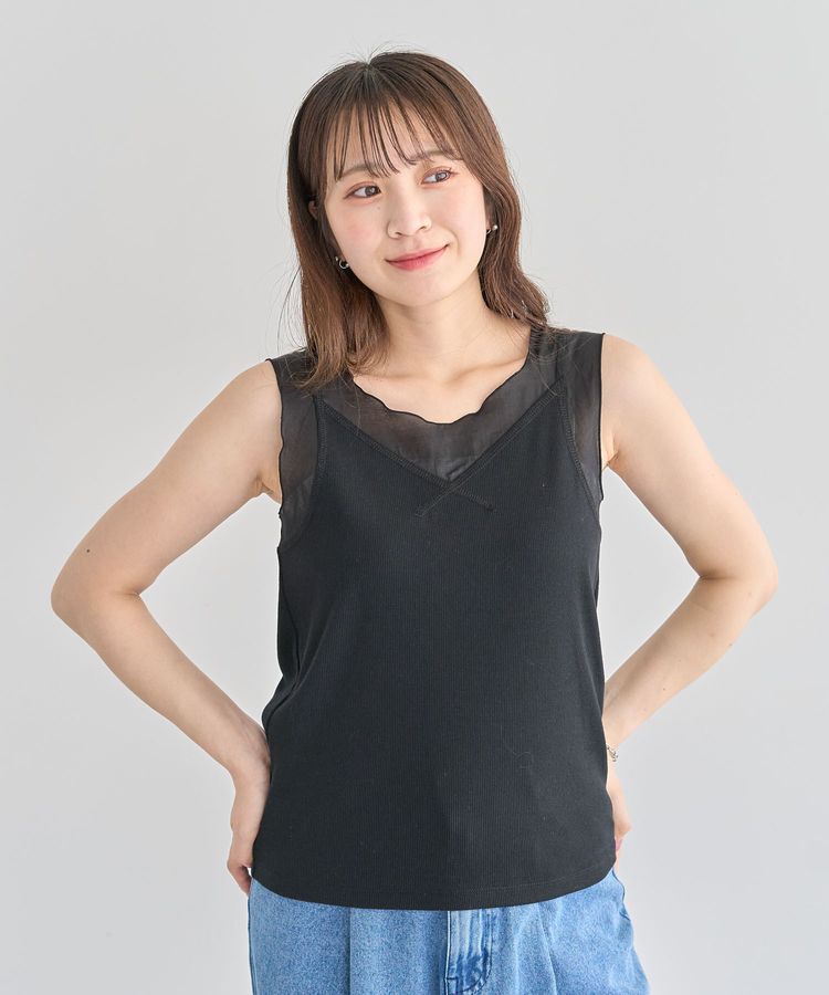 Green Parks「・SUGAR SPOON シアー切替タンクトップⅡ」|インナー|Black