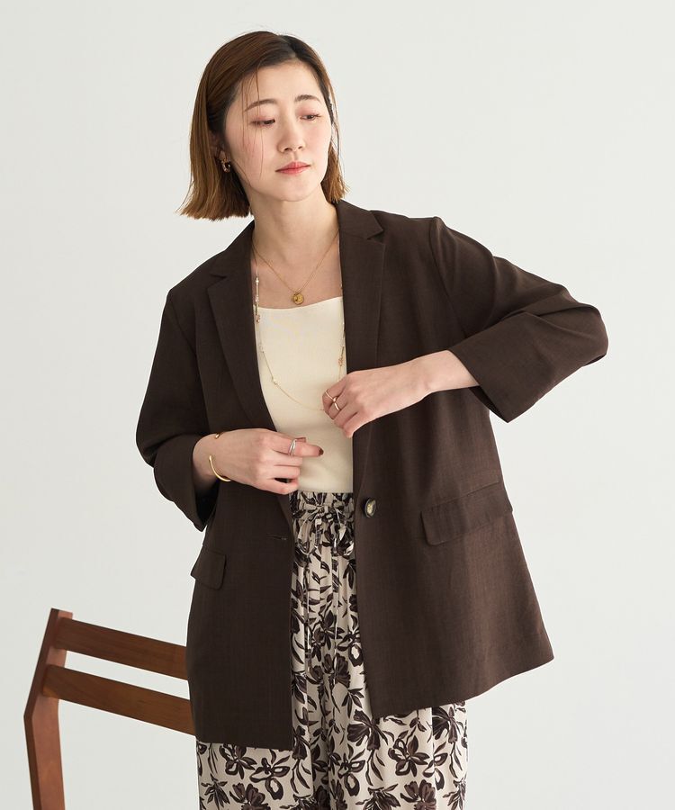 YECCA VECCA「マシンウォッシャブルリネンライクジャケット」|テーラードジャケット|
