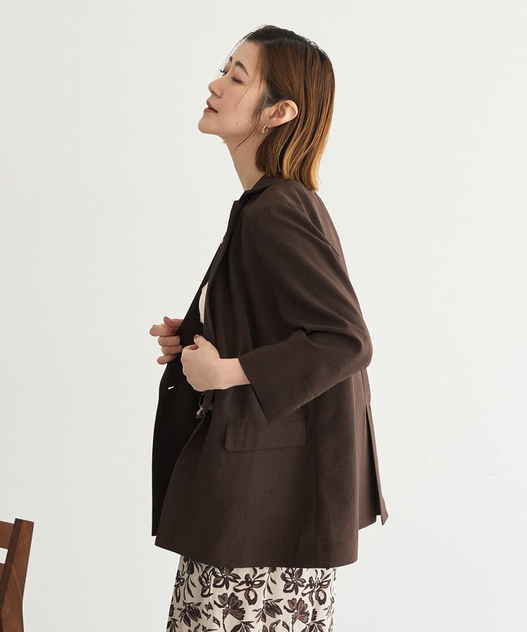 YECCA VECCA「マシンウォッシャブルリネンライクジャケット」|テーラードジャケット|