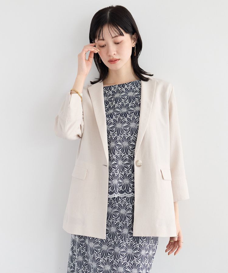 YECCA VECCA「マシンウォッシャブルリネンライクジャケット」|テーラードジャケット|