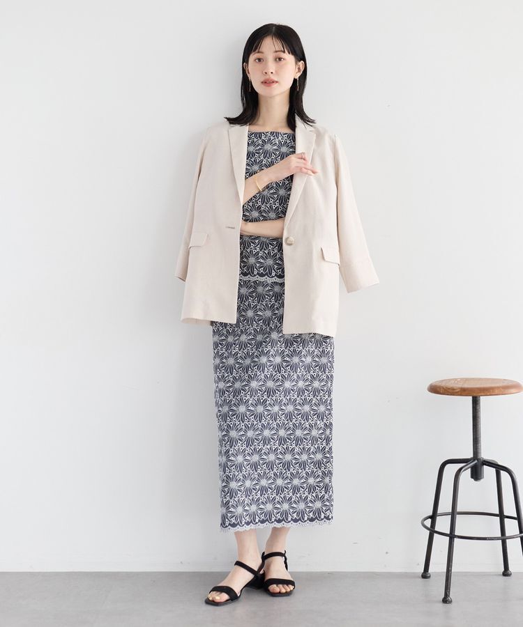 YECCA VECCA「マシンウォッシャブルリネンライクジャケット」|テーラードジャケット|