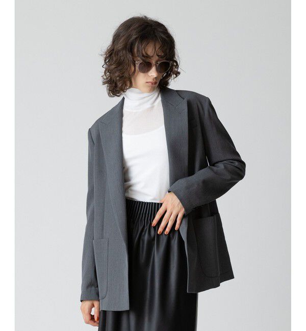 allureville「ビスコースウールボタンレスジャケット」|テーラードジャケット|