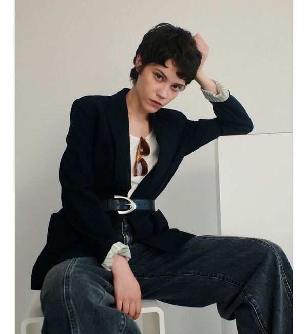 allureville「ビスコースウールボタンレスジャケット」|テーラードジャケット|