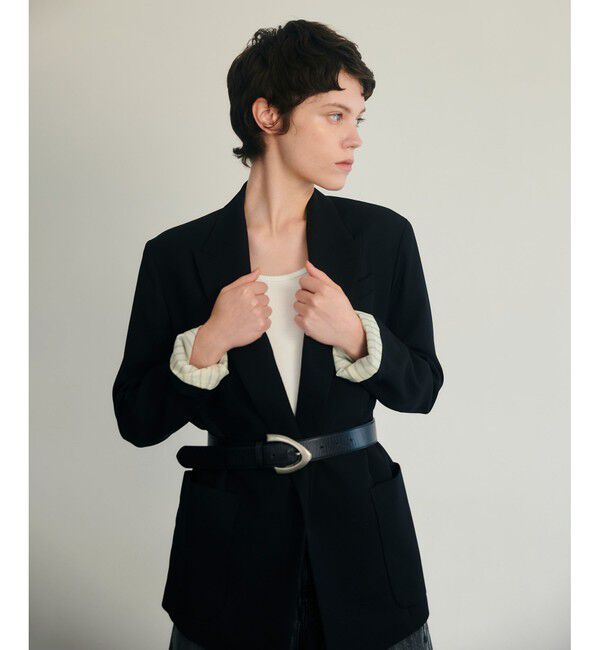 allureville「ビスコースウールボタンレスジャケット」|テーラードジャケット|