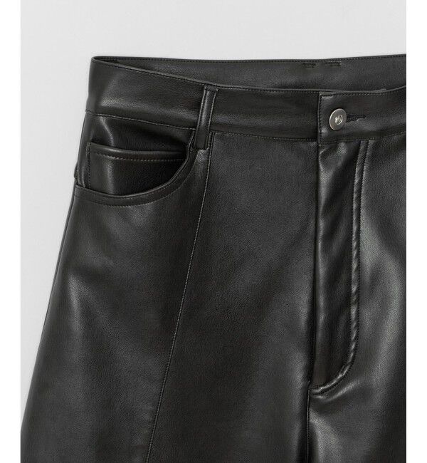 allureville「フェイクレザーフロントシームパンツ」|チノ|