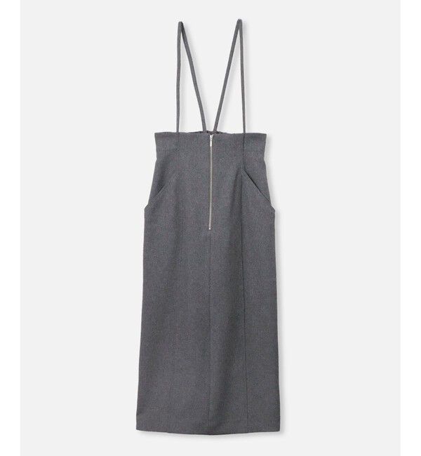 allureville「フロントジップサスペンダースカート」|ジャンパースカート|グレー