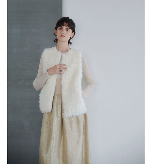 allureville「ジャガードフェイクファーコンビニットジレ」|ベスト・ジレ|