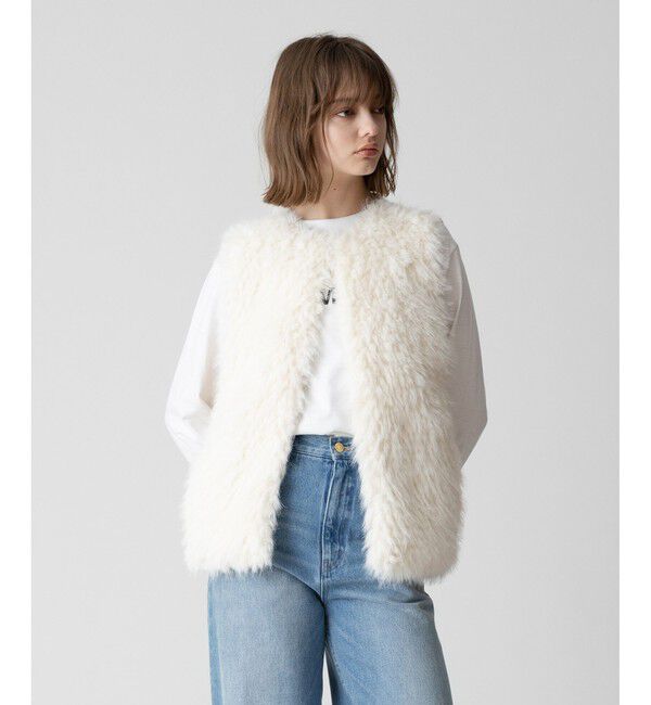 allureville「ジャガードフェイクファーコンビニットジレ」|ベスト・ジレ|