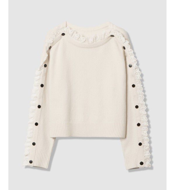 LOULOU WILLOUGHBY「【LOULOU WILLOUGHBY】ショルダーレース釦プルオーバー」|ニット・セーター|