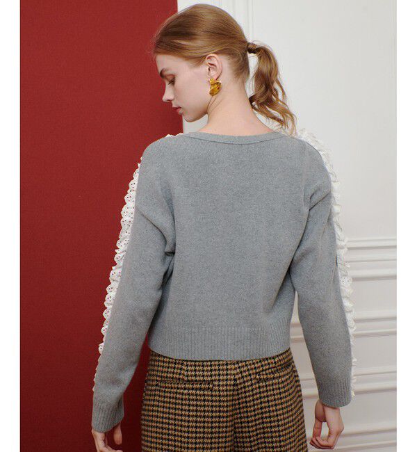 LOULOU WILLOUGHBY「【LOULOU WILLOUGHBY】ショルダーレース釦プルオーバー」|ニット・セーター|