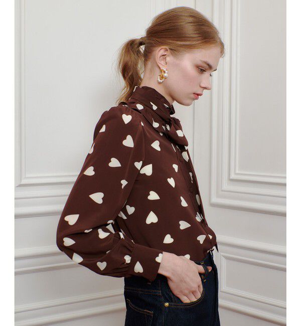 LOULOU WILLOUGHBY「WEB限定【LOULOU WILLOUGHBY】デシンハートプリントボウタイブラウス」|シャツ・ブラウス|