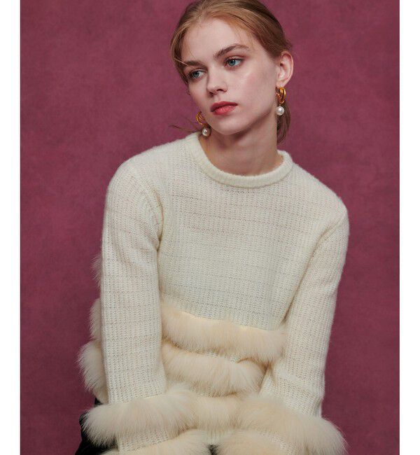 LOULOU WILLOUGHBY「【LOULOU WILLOUGHBY】フォックスファートリミングプルオーバー」|ニット・セーター|