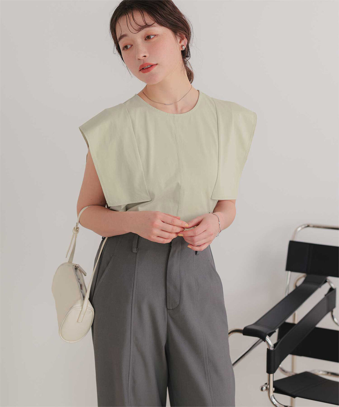 titivate「【サステナブル】スクエアスリーブカットソートップス」|Tシャツ・カットソー|ライトグリーン