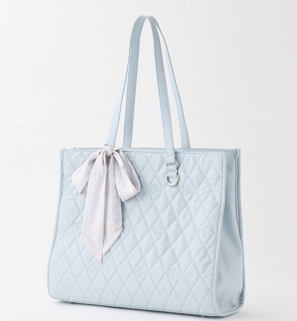  「【LouLoumei】スカーフ付きキルティングキャリーオントート/自立可能」|その他|サックスブルー