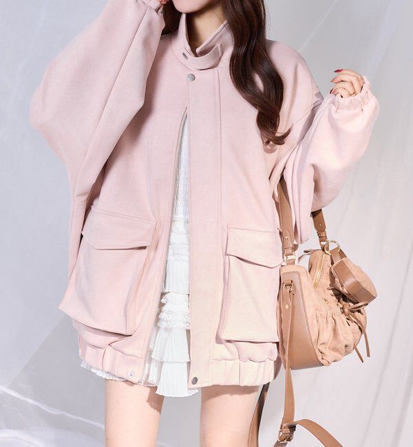  「フェイクレザージャケット」|ダウンベスト・ベスト|ピンク