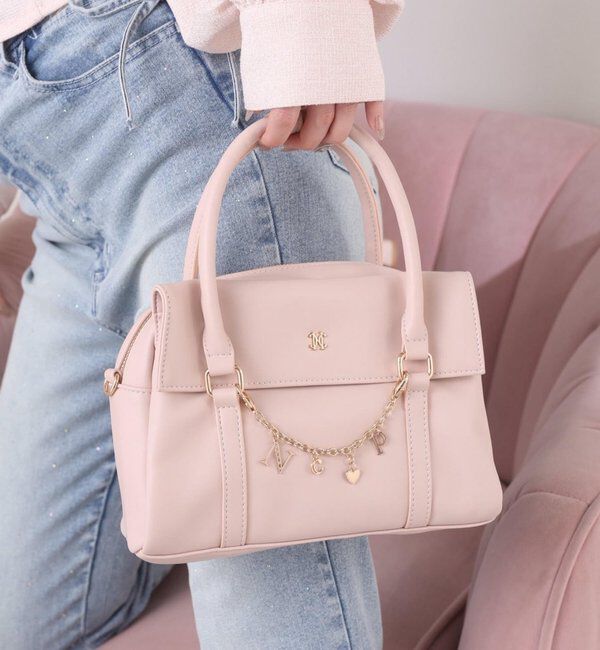  「チェーンチャーム付きバッグ」|ショルダー・メッセンジャー|ピンク