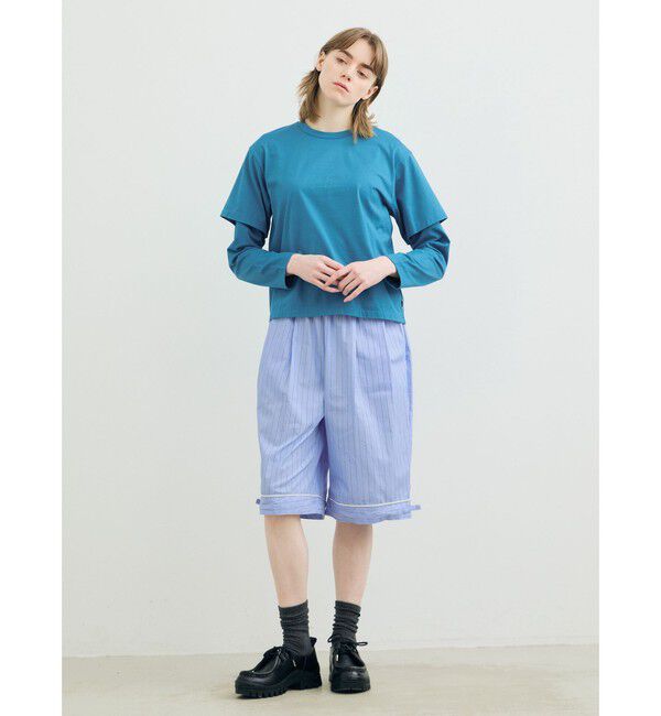 MARMARMAR「MARMARMAR レイヤードスリーブT」|Tシャツ・カットソー|ブルー