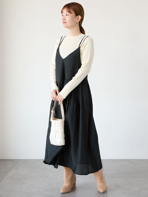 Lugnoncure「アシメギャザーキャミワンピース」|ワンピース|ブラック