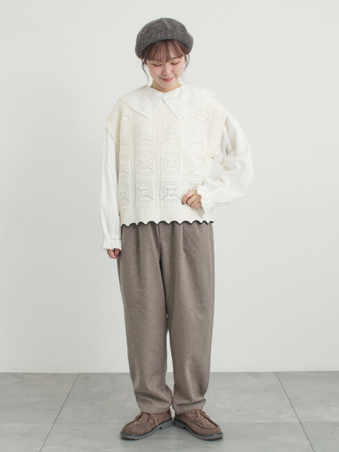 Samansa Mos2「クロシェ風配色ニットベスト」|ダウンベスト・ベスト|